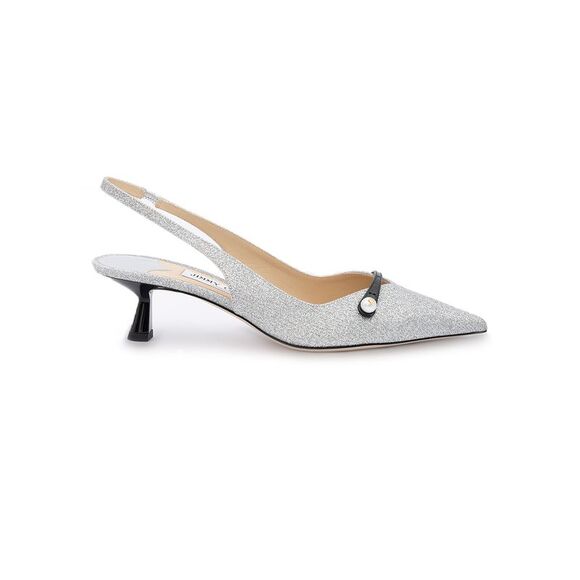 Jimmy Choo Shoes - Jimmy Choo Silver Fine Glitter Amita 45 Slingback Women's Pumps